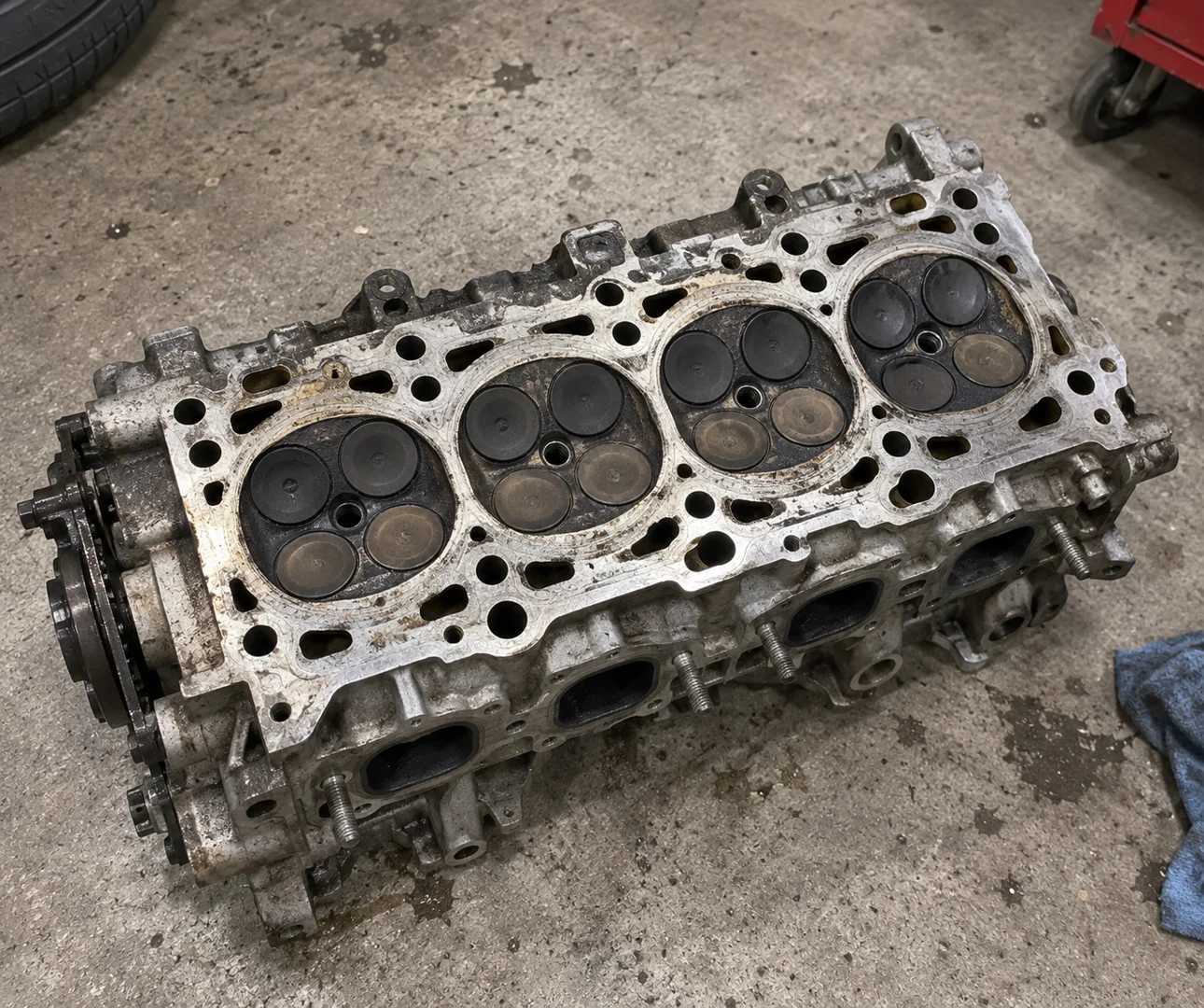 Motorbauteile: vor der Reinigung